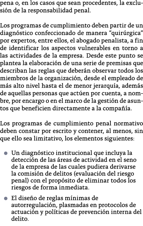 pena o, en los casos que sean procedentes, la exclusi n de la responsabilidad penal  Los programas de cumplimiento de   