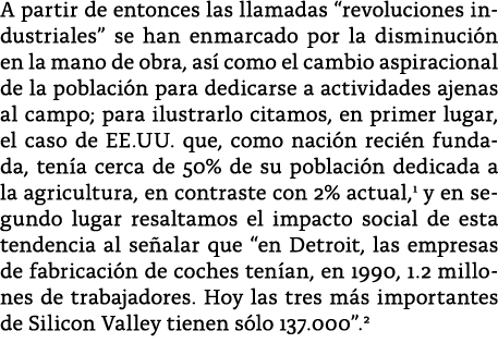 A partir de entonces las llamadas  revoluciones industriales  se han enmarcado por la disminuci n en la mano de obra,   