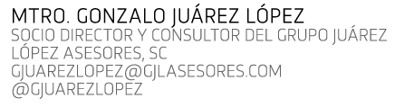 Mtro  Gonzalo Ju rez L pez Socio Director y Consultor del Grupo Ju rez L pez Asesores, SC gjuarezlopez gjlasesores co   
