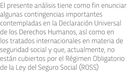 El presente an lisis tiene como fin enunciar algunas contingencias importantes contempladas en la Declaraci n Univers   