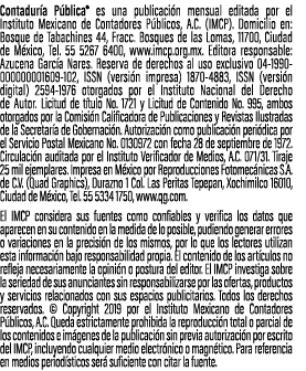 Contadur a P blica  es una publicaci n mensual editada por el Instituto Mexicano de Contadores P blicos, A C  (IMCP)    