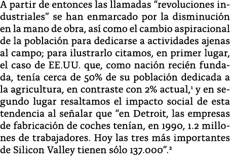 A partir de entonces las llamadas  revoluciones industriales  se han enmarcado por la disminuci n en la mano de obra,   