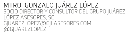 Mtro  Gonzalo Ju rez L pez Socio Director y Consultor del Grupo Ju rez L pez Asesores, SC gjuarezlopez gjlasesores co   