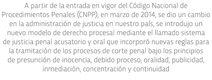 A partir de la entrada en vigor del C digo Nacional de Procedimientos Penales (CNPP), en marzo de 2014, se dio un cam   